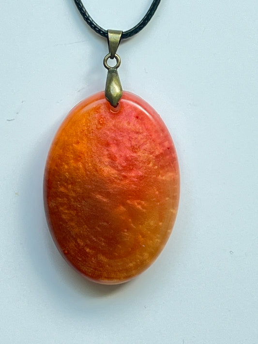 Molten Sunset — Coral & Tangerine Resin Pendant