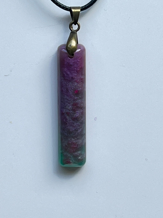 Orchid Wand — Violet & Jade Resin Pendant