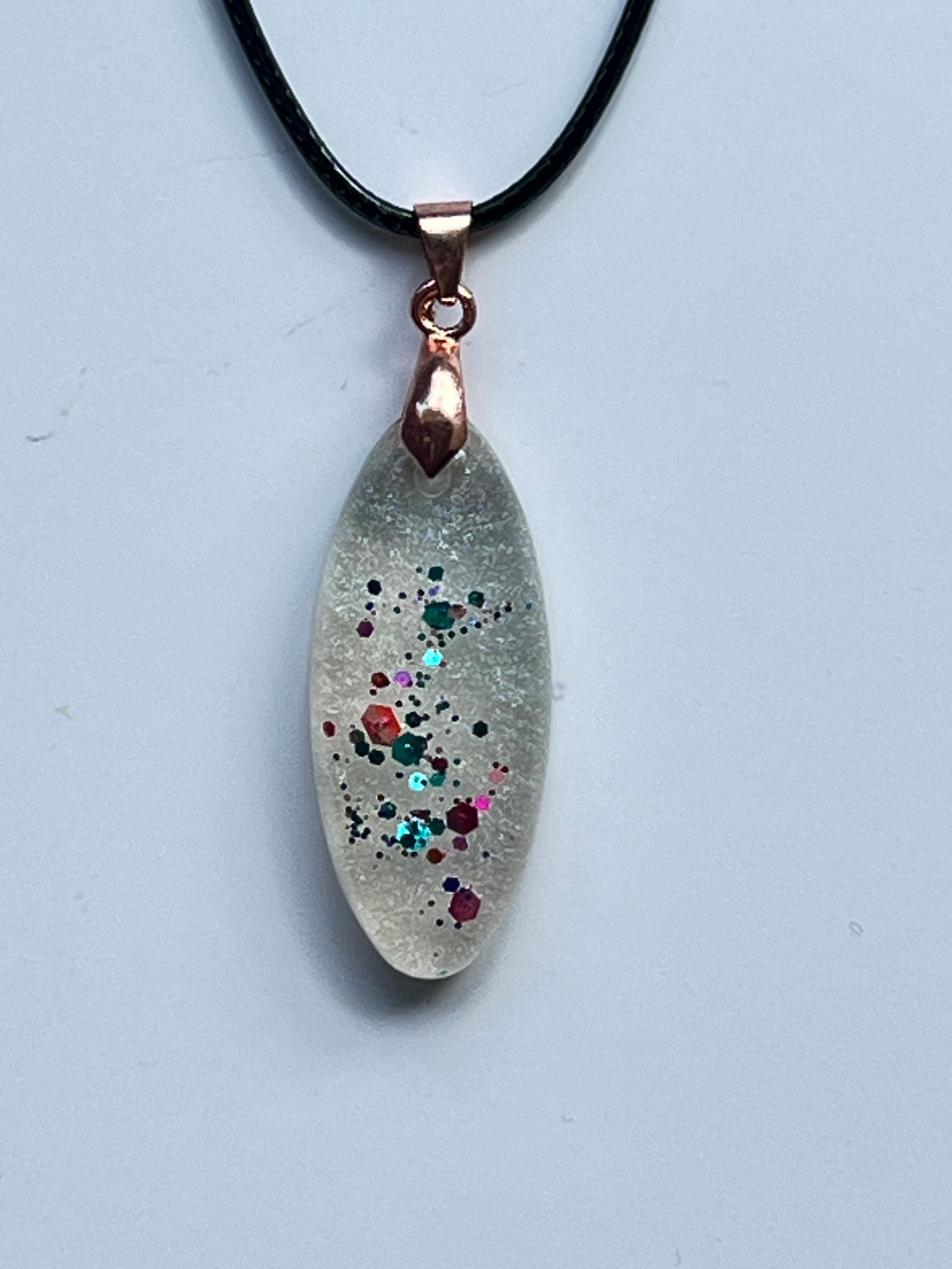 Prism Frost — Clear & Rainbow Confetti Resin Pendant