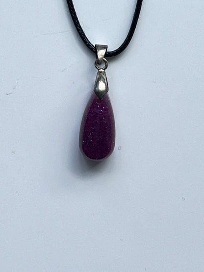 Amethyst Dewdrop — Plum Shimmer Resin Pendant