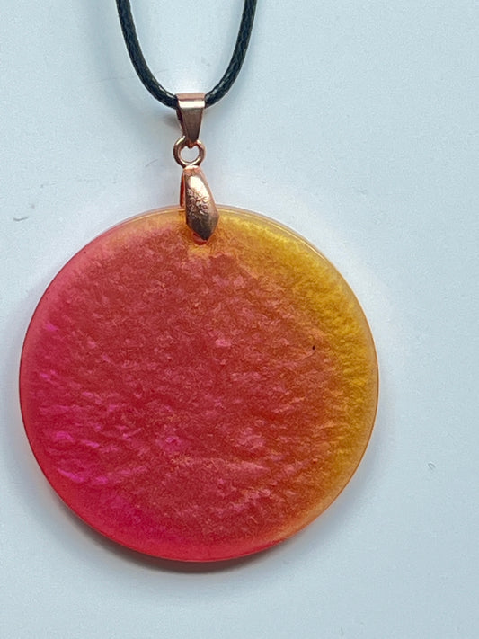 Sunset Halo — Pink & Gold Resin Pendant