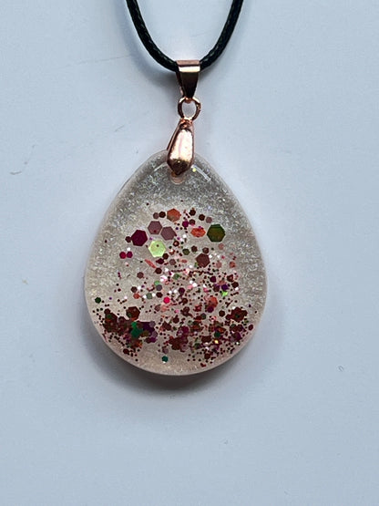 Confetti Toast — Frosted & Copper Sparkle Resin Pendant
