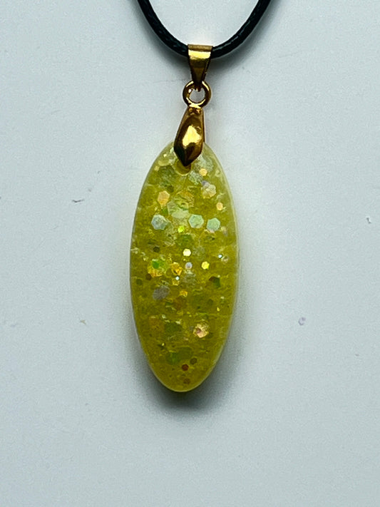 Sunlit Honey — Yellow & Iridescent Sparkle Resin Pendant