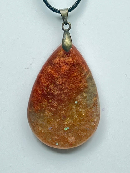 Autumn Ember — Rust & Opal Resin Pendant