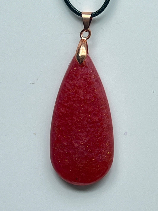 Ruby Flame — Crimson & Gold Sparkle Resin Pendant