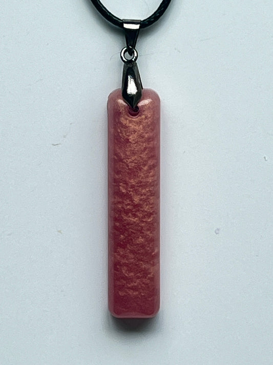 Clay Rose Wand — Mauve & Copper Resin Pendant