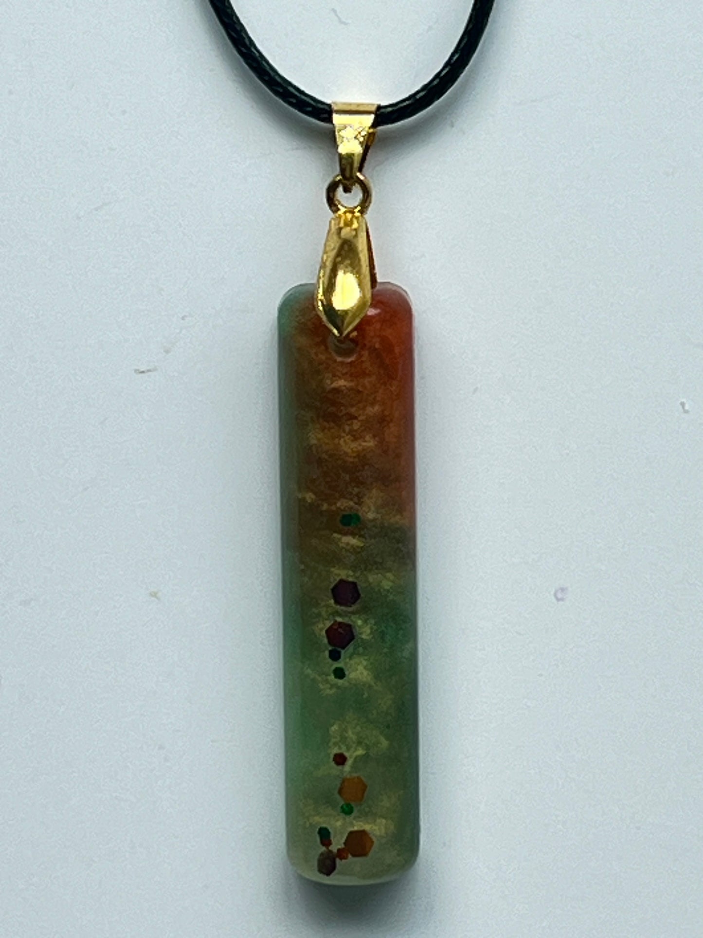 Harvest Wand — Rust & Sage Resin Pendant