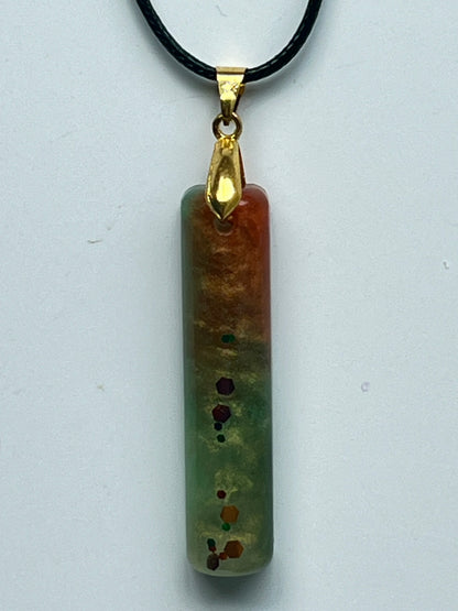 Harvest Wand — Rust & Sage Resin Pendant