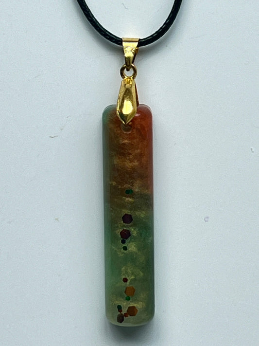 Harvest Wand — Rust & Sage Resin Pendant