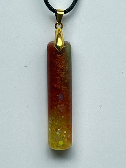 Fire Opal Wand — Amber & Opal Resin Pendant