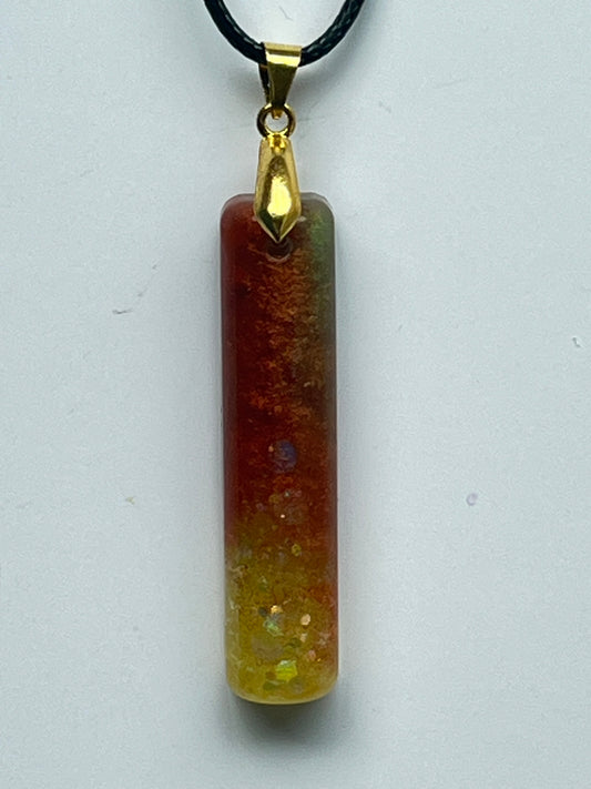 Fire Opal Wand — Amber & Opal Resin Pendant