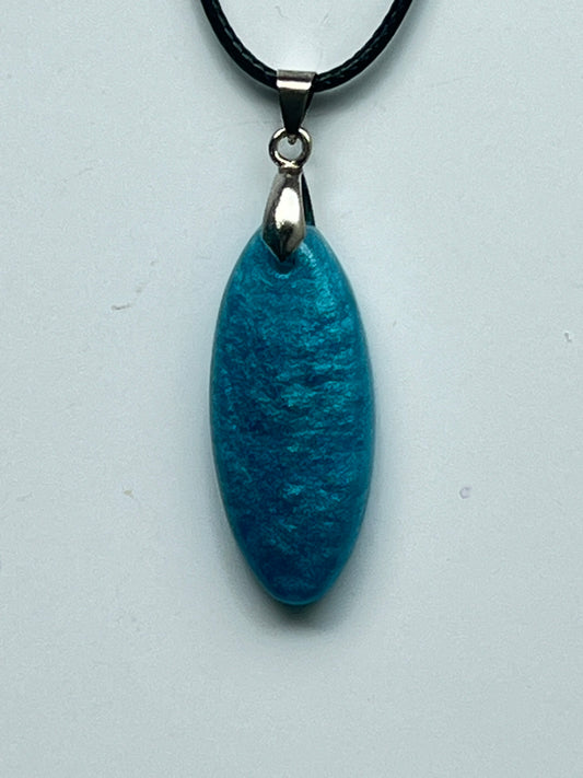 River Stone — Turquoise Marquise Resin Pendant