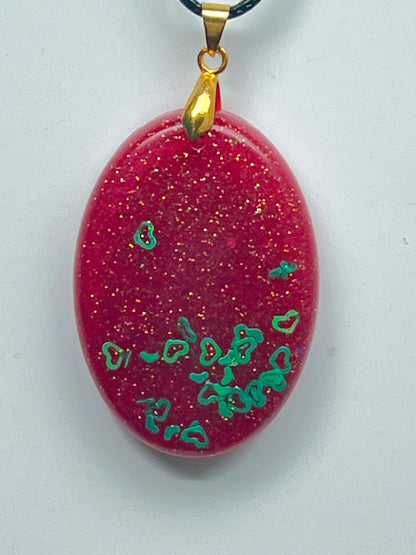 Berry Bloom — Ruby & Emerald Hearts Resin Pendant