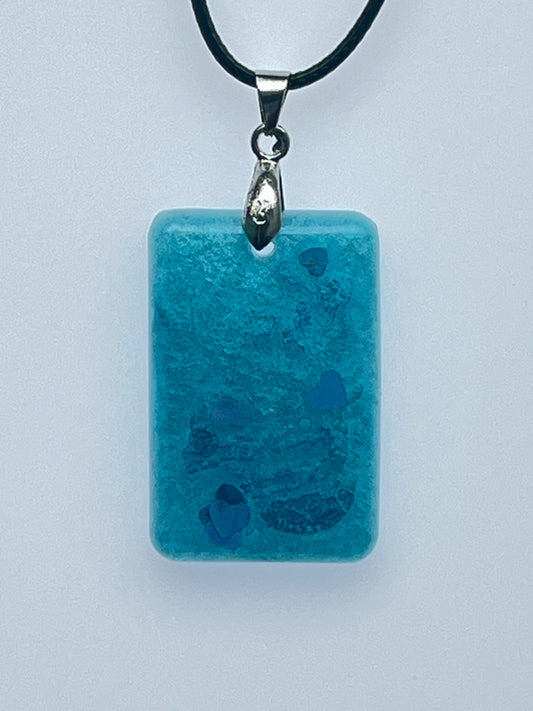 Tidal Hearts — Aqua & Blue Hearts Resin Pendant