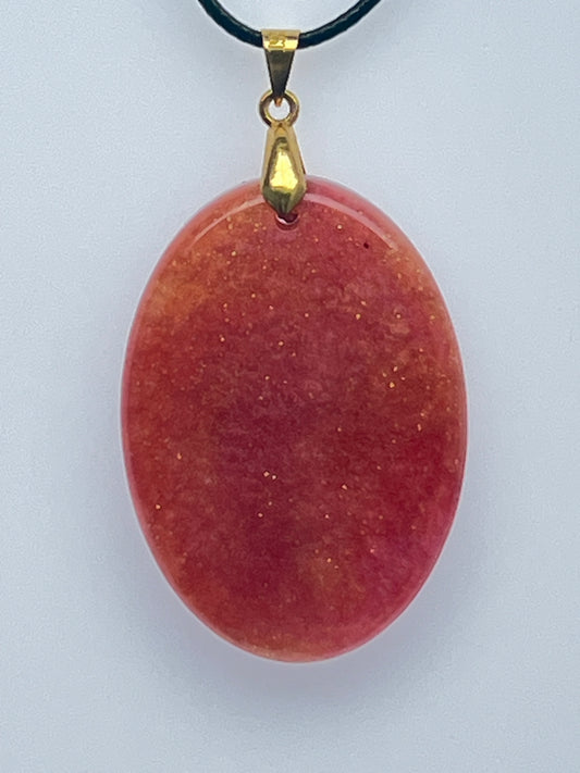 Coral Clay — Peachy Rose & Gold Resin Pendant