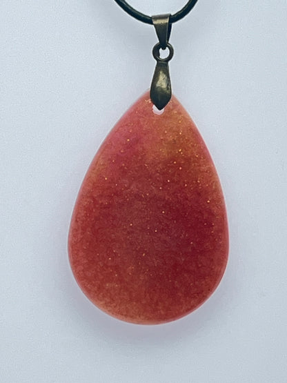 Clay Ember — Rust & Gold Teardrop Resin Pendant