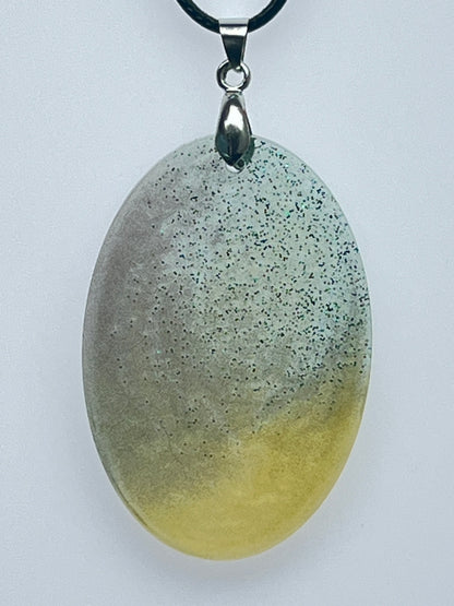 Misty Dawn — Grey & Gold Resin Pendant