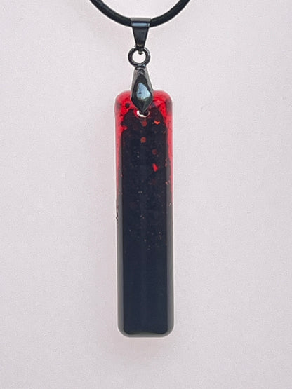 Obsidian Ember — Black & Crimson Resin Pendant