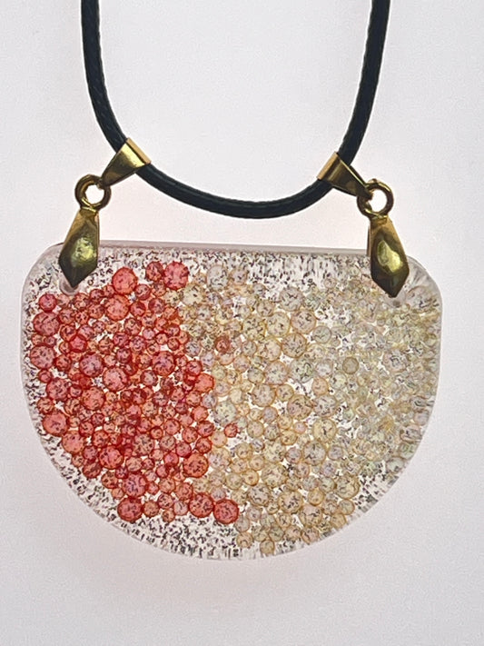 Harvest Pearls — Coral & Gold Bubble Resin Pendant