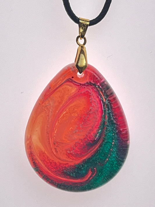 Phoenix Eye — Sunfire & Emerald Resin Pendant