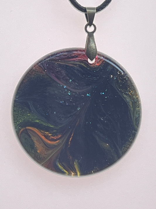 Eclipse Moon — Midnight & Ember Resin Pendant