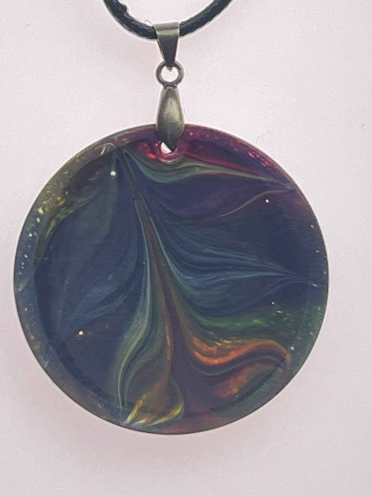 Eclipse Moon — Midnight & Ember Resin Pendant