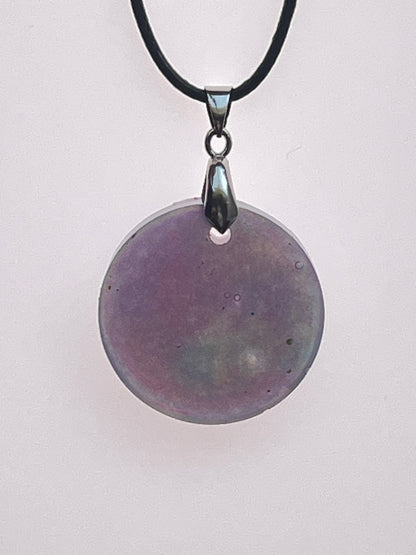 Twilight Moon — Amethyst & Slate Resin Pendant