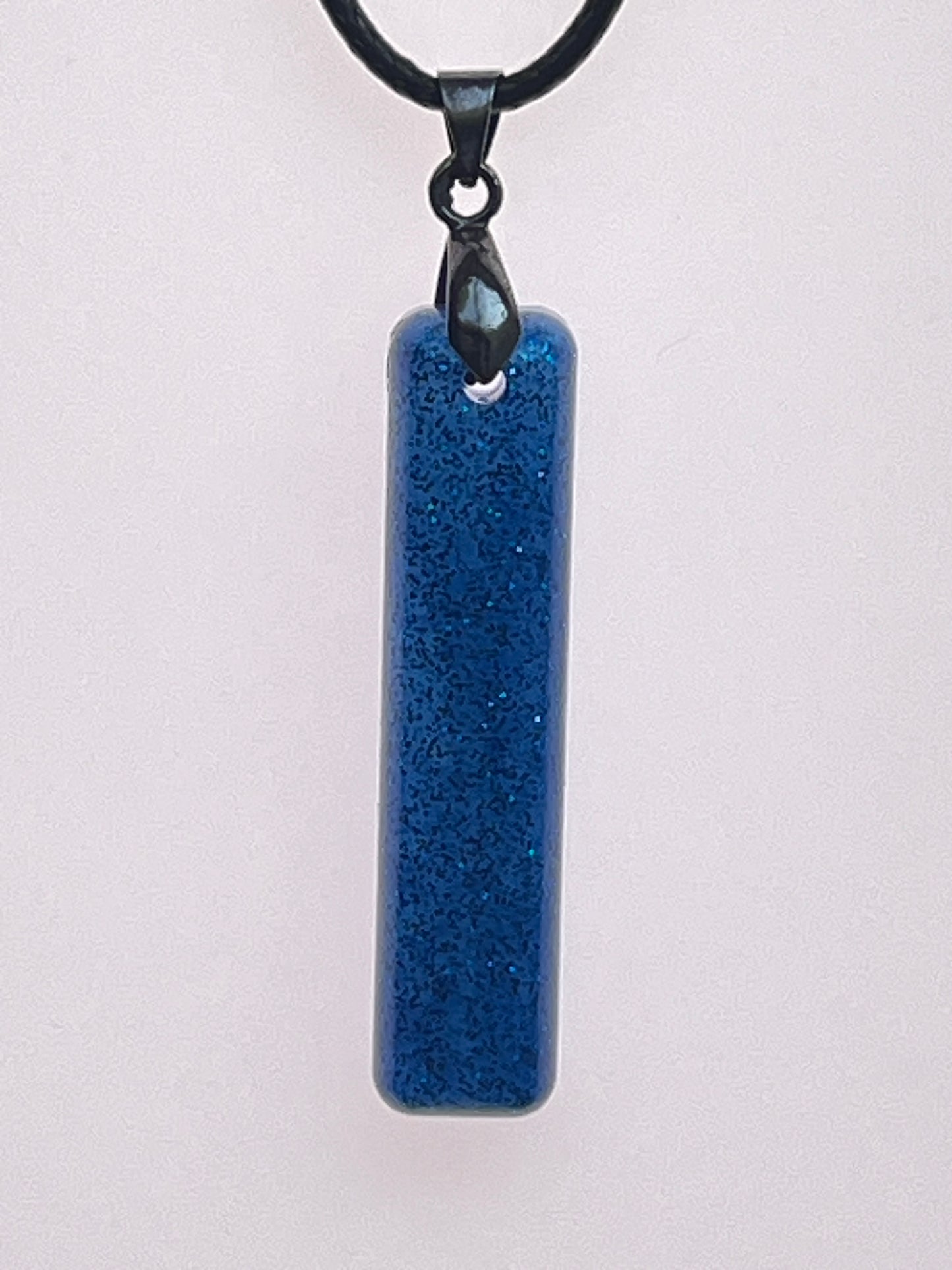 Sapphire Wand — Midnight Blue Glitter Resin Pendant