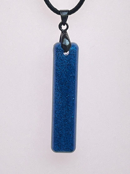 Sapphire Wand — Midnight Blue Glitter Resin Pendant