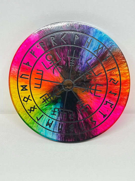 🌈 Rainbow Runic Compass Wheel ✨| Nordic Magic Altar Decor