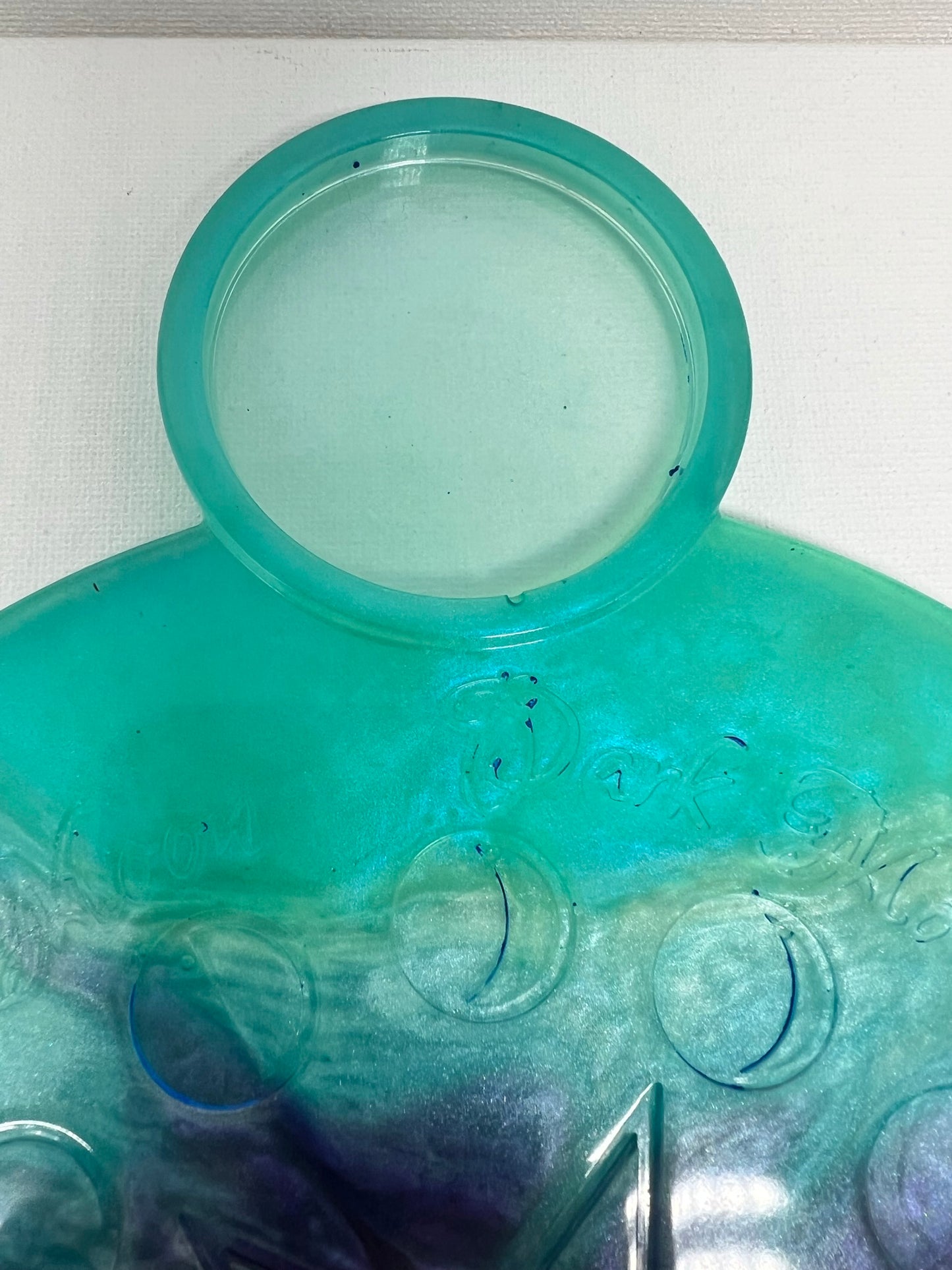 🌊 Ocean Aura Moon-Phase Ritual Altar Candle Tray | Teal & Amethyst Pentacle