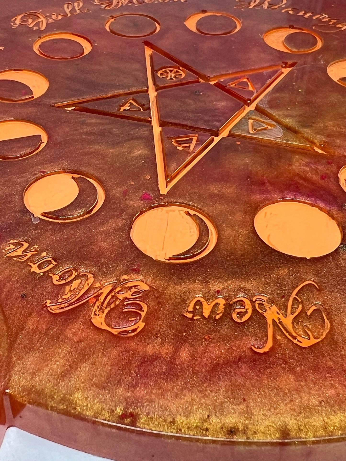 🔥 EmberGlow Moon-Phase Ritual Altar Candle Tray | Copper & Flame Aura Pentacle