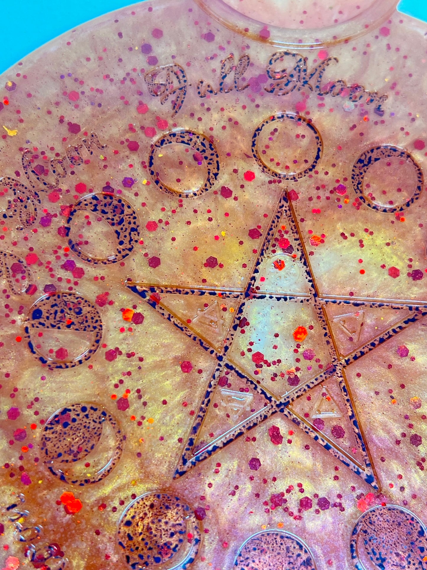 🔥 Harvest Ember Moon-Phase Ritual Altar Candle Tray | Autumn Fire Pentacle