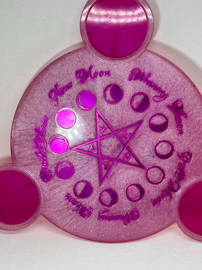 Pink Lunar Phases Candle Tray