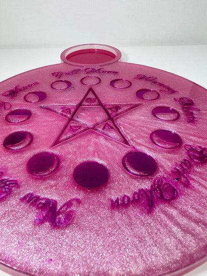 Pink Lunar Phases Candle Tray