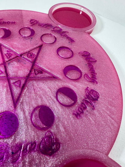 Pink Lunar Phases Candle Tray