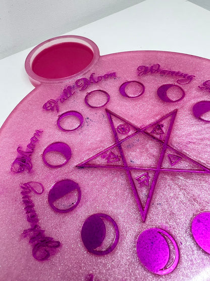 Pink Lunar Phases Candle Tray