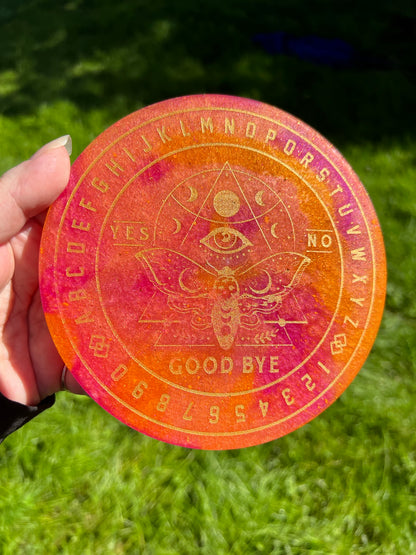 🌙 Emberlight Moth Talking Board | Lunar Fire Intuition Divination Disc (6”)