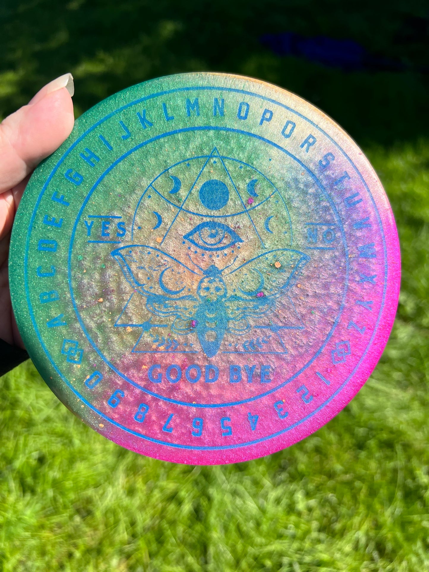 🌙 Glowbound Moth Talking Board | Lunar Intuition Divination Disc (6”)