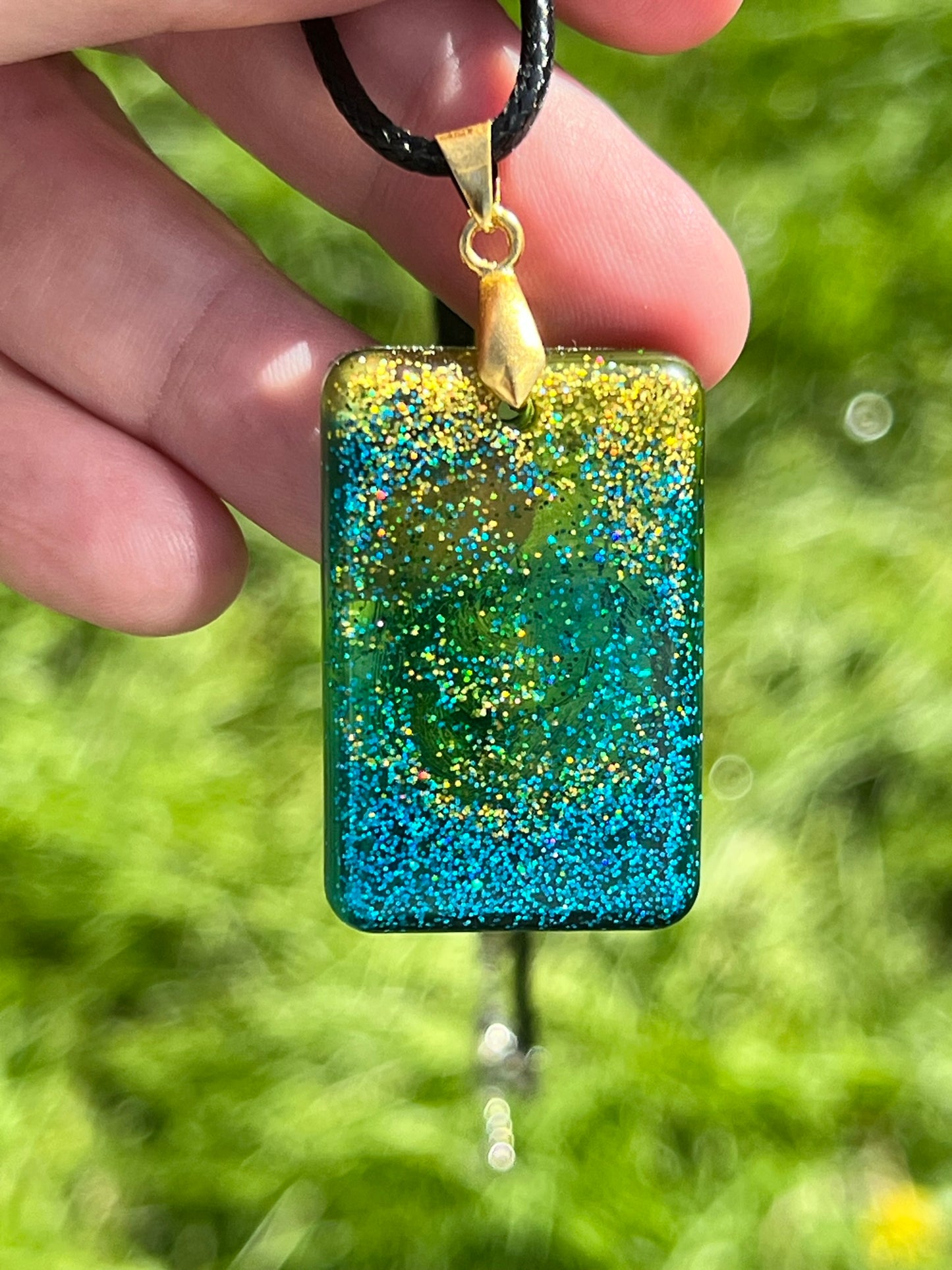 Aurora Constellation — Holographic Glitter Resin Pendant