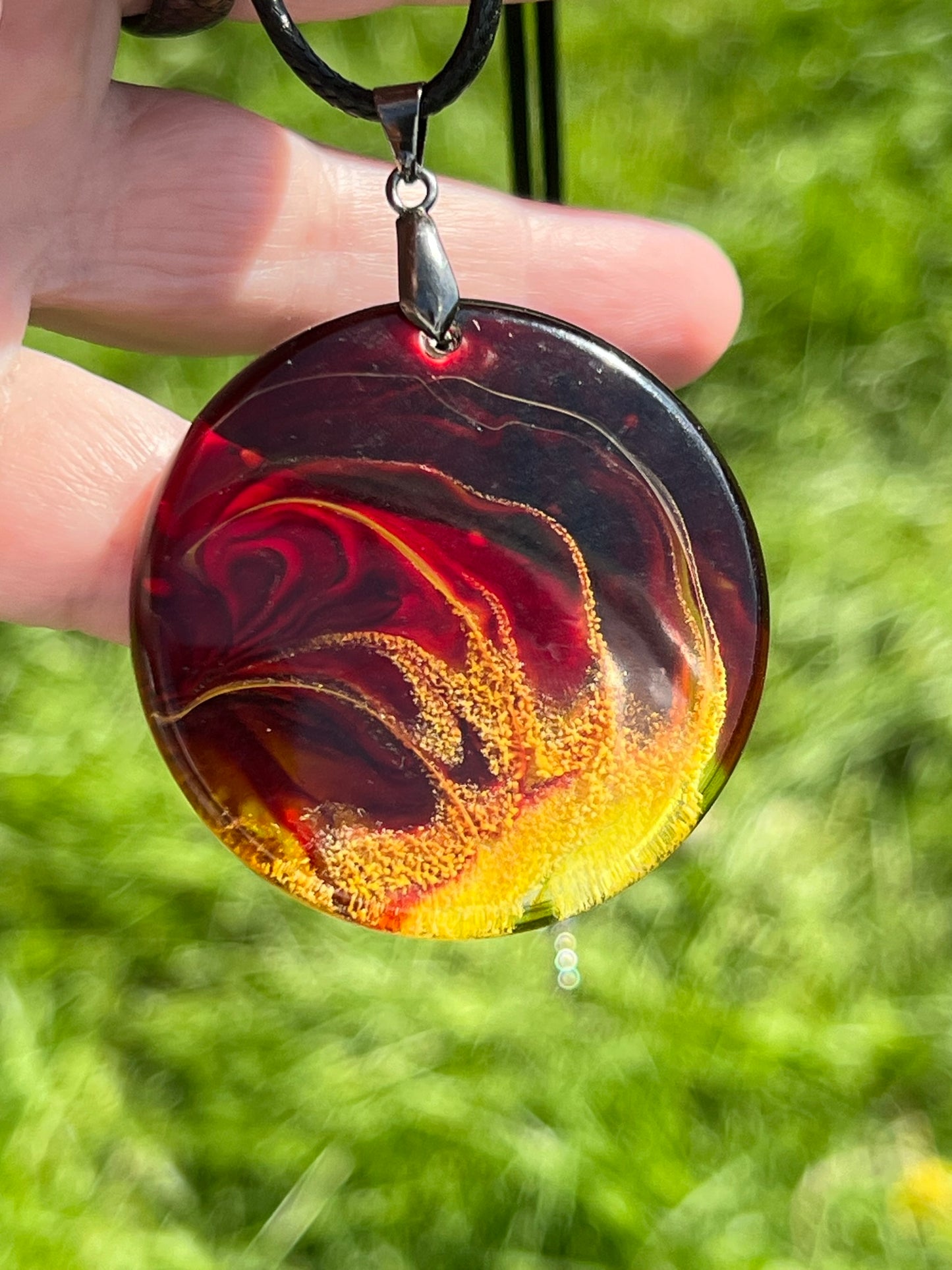 Phoenix Heart — Fire Resin Pendant