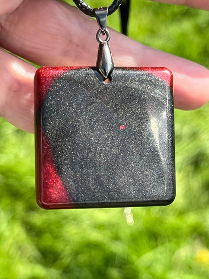 Shadow & Ember — Black & Red Resin Pendant