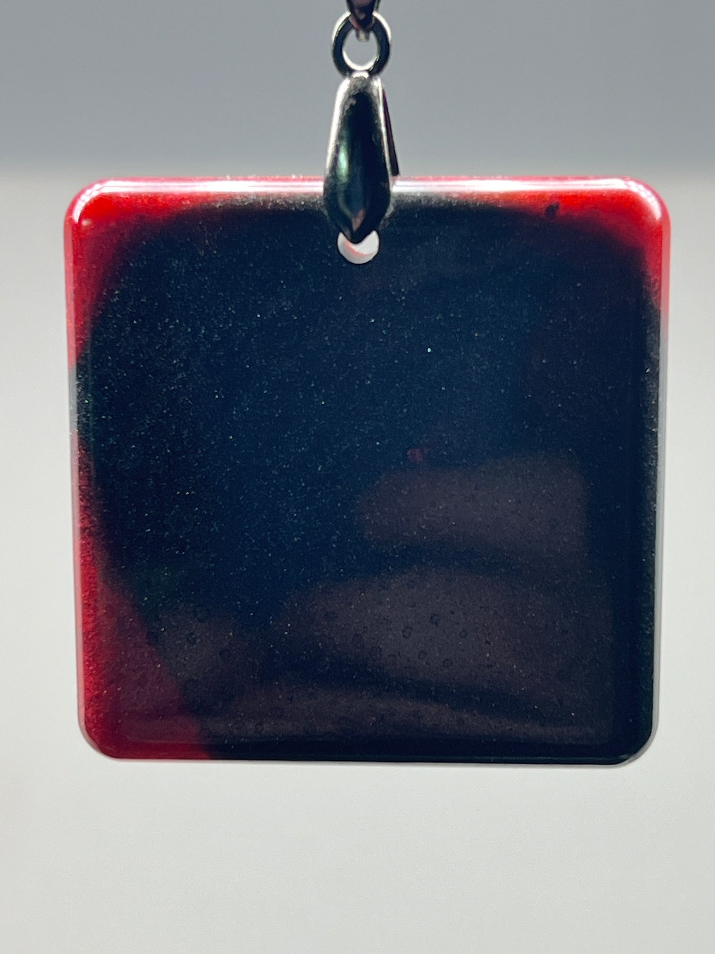 Shadow & Ember — Black & Red Resin Pendant