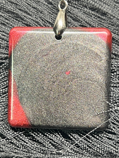 Shadow & Ember — Black & Red Resin Pendant