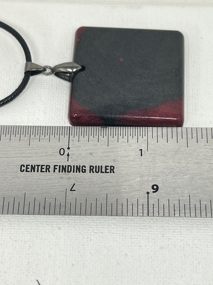 Shadow & Ember — Black & Red Resin Pendant