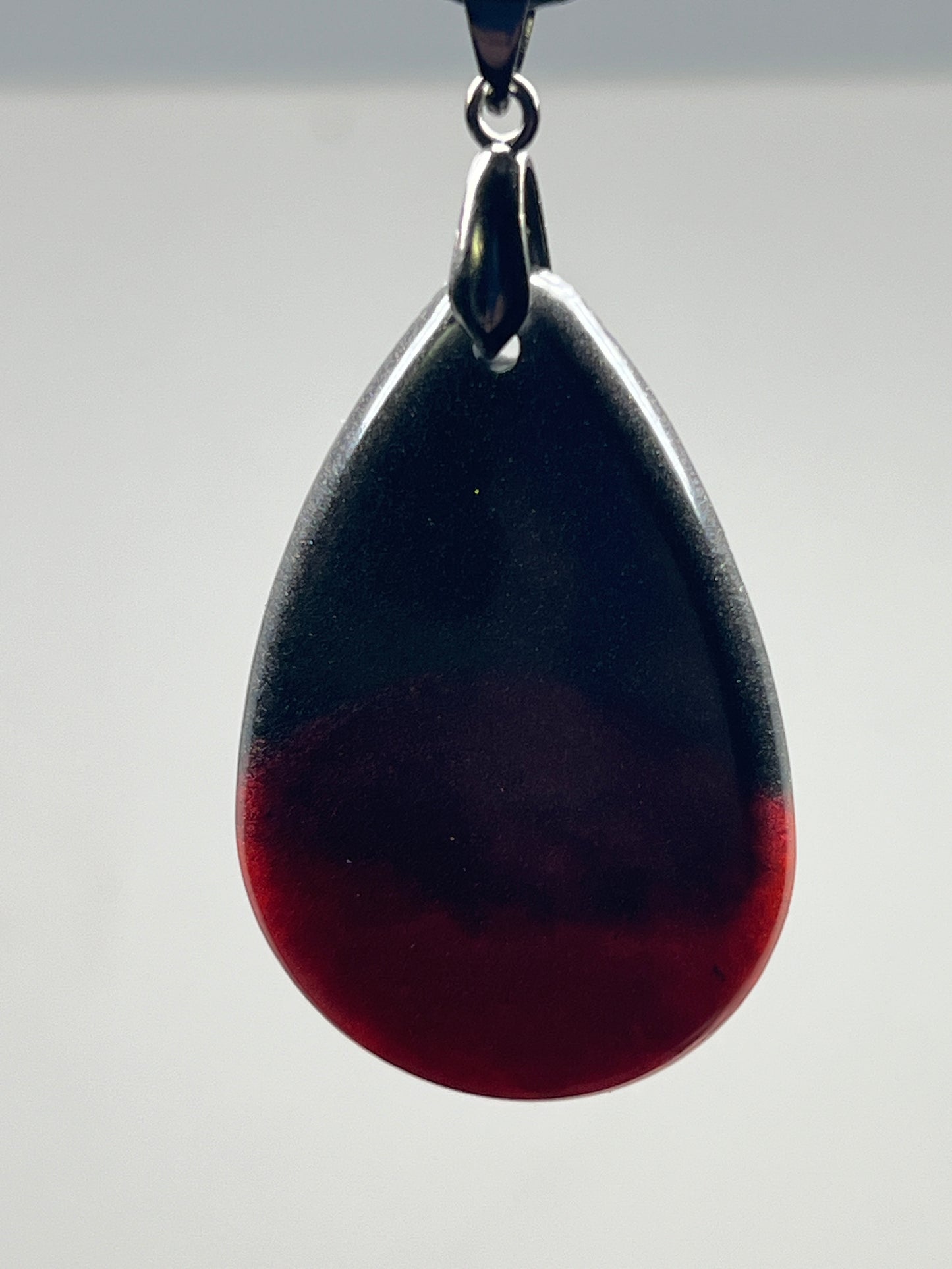 Midnight & Magma — Black & Crimson Resin Pendant