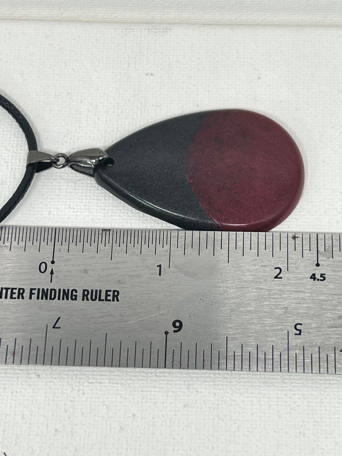 Midnight & Magma — Black & Crimson Resin Pendant