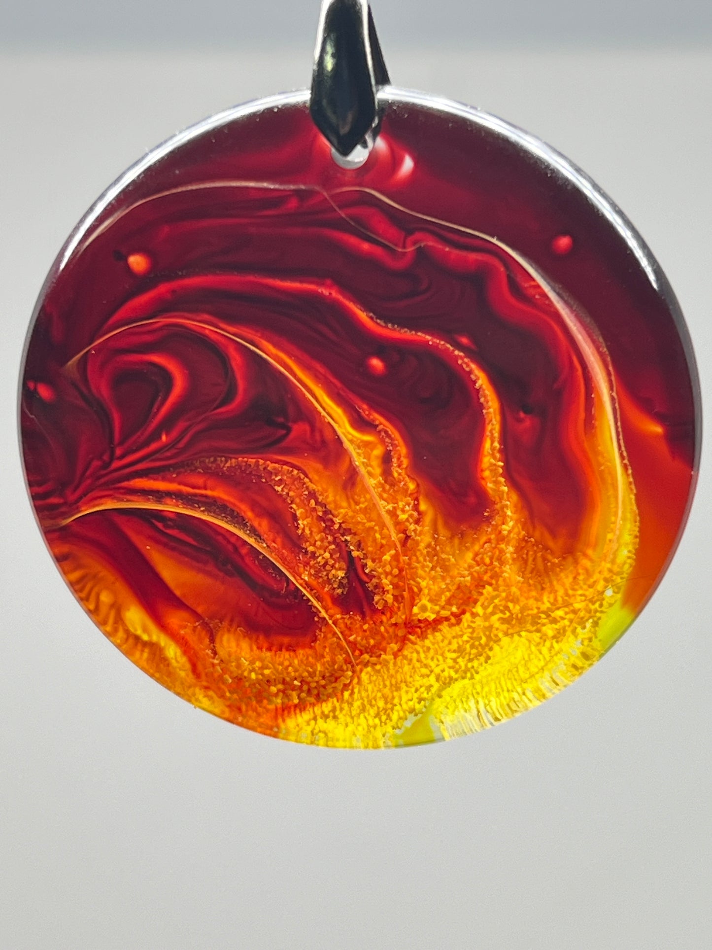 Phoenix Heart — Fire Resin Pendant
