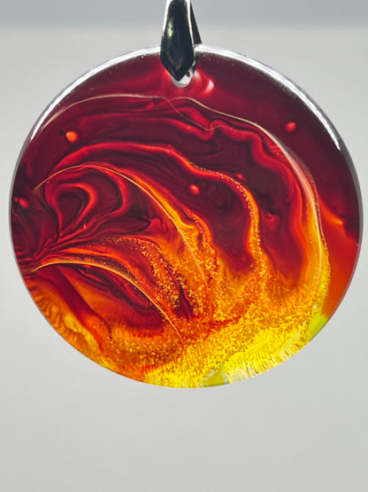 Phoenix Heart — Fire Resin Pendant