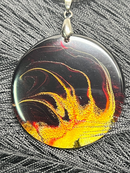 Phoenix Heart — Fire Resin Pendant